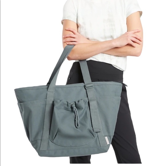 Athleta Handbags - Athleta | Kinetic Large Canvas Travel Work Tote Blue Gray
